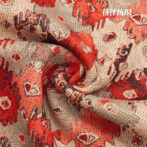 现货直销涤氨弹力针织金丝棉印花女装连衣裙 中老年休闲装