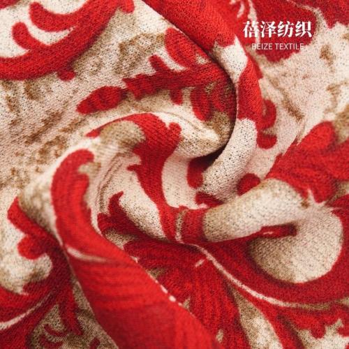 现货直销涤氨弹力针织长丝棉印花女装连衣裙 中老年休闲装