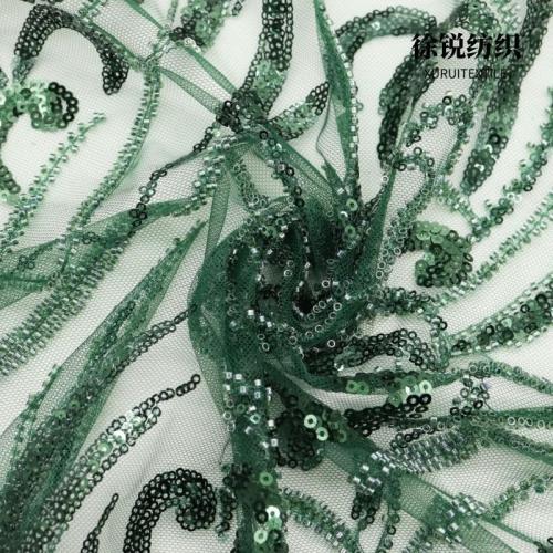 网布珠管绣片 绣花工厂定制春夏镂空蕾丝布料短裙女装舞台服装面料